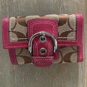 Coach pink monogram buckle wallet